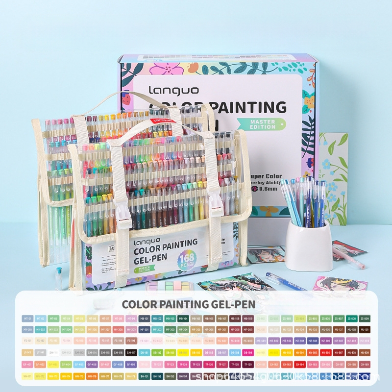 Határokon átnyúló kézikönyv, tollfestés, 162 színű ajándékdoboz-készlet, színes géltoll, akril jelölőtoll, nagy kapacitású