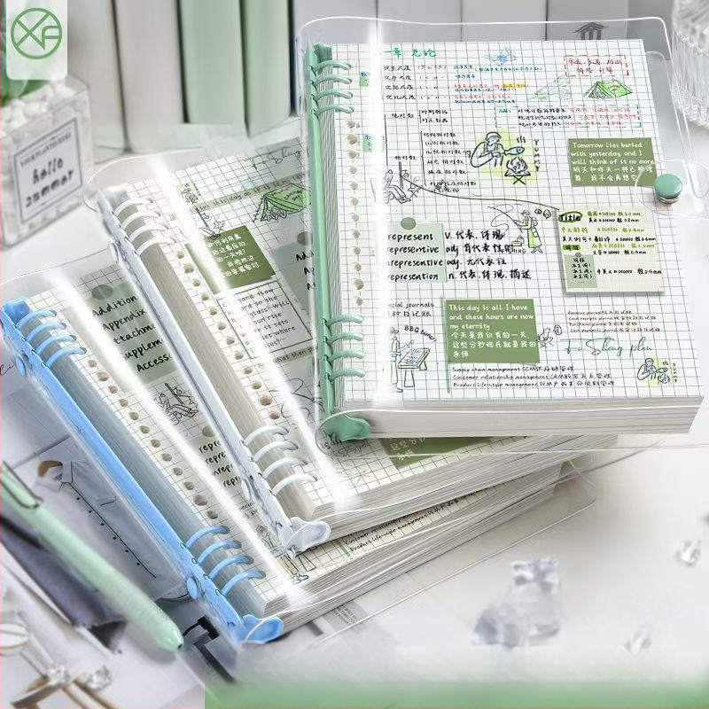 Pehme kestaga läbipaistev lahtiste lehtedega märkmik, stiilne, väärtuslik ja paksendatud, universaalne märkmik põhikooliõpilastele, keskkooliõpilastele ja üliõpilastele