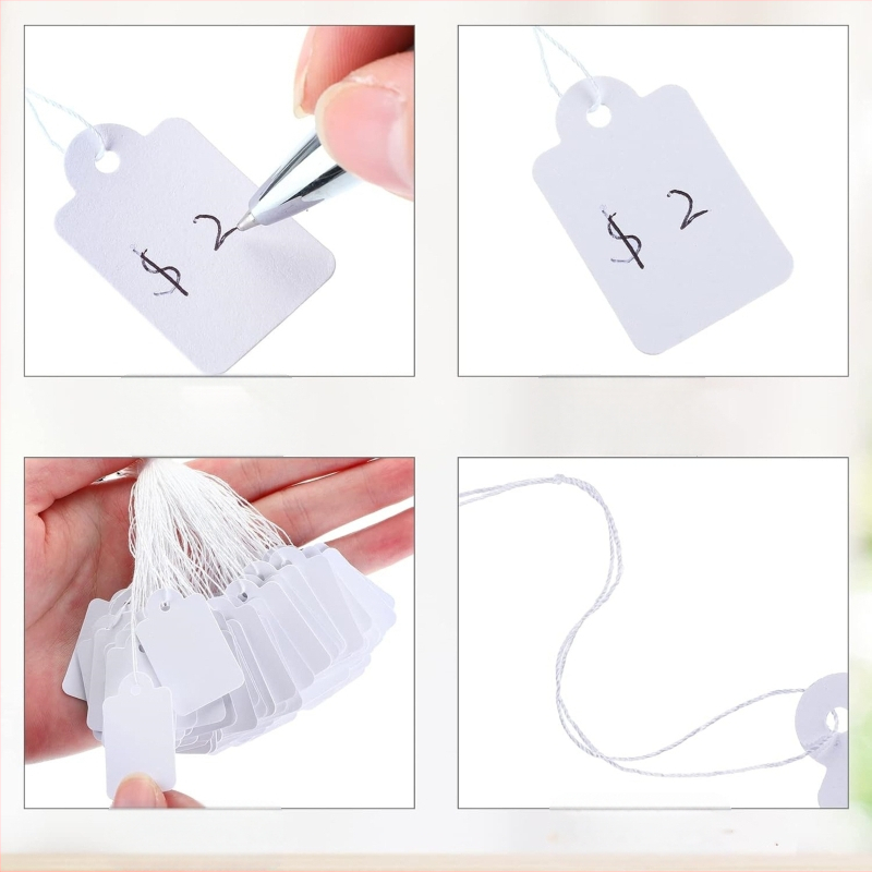 500 lapų/pakuotė plonų medvilninių siūlų, ranka rašytų papuošalų, papuošalų popieriaus kortelių, auksinių papuošalų kainų etiketėms, tuščioms lifto etiketėms