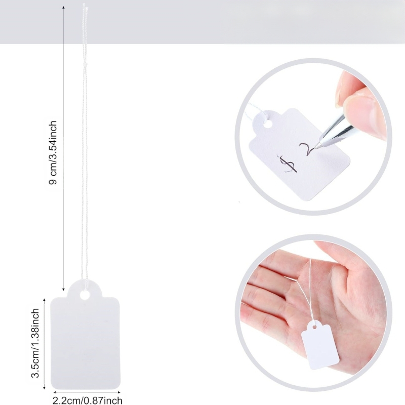 500 lapų/pakuotė plonų medvilninių siūlų, ranka rašytų papuošalų, papuošalų popieriaus kortelių, auksinių papuošalų kainų etiketėms, tuščioms lifto etiketėms