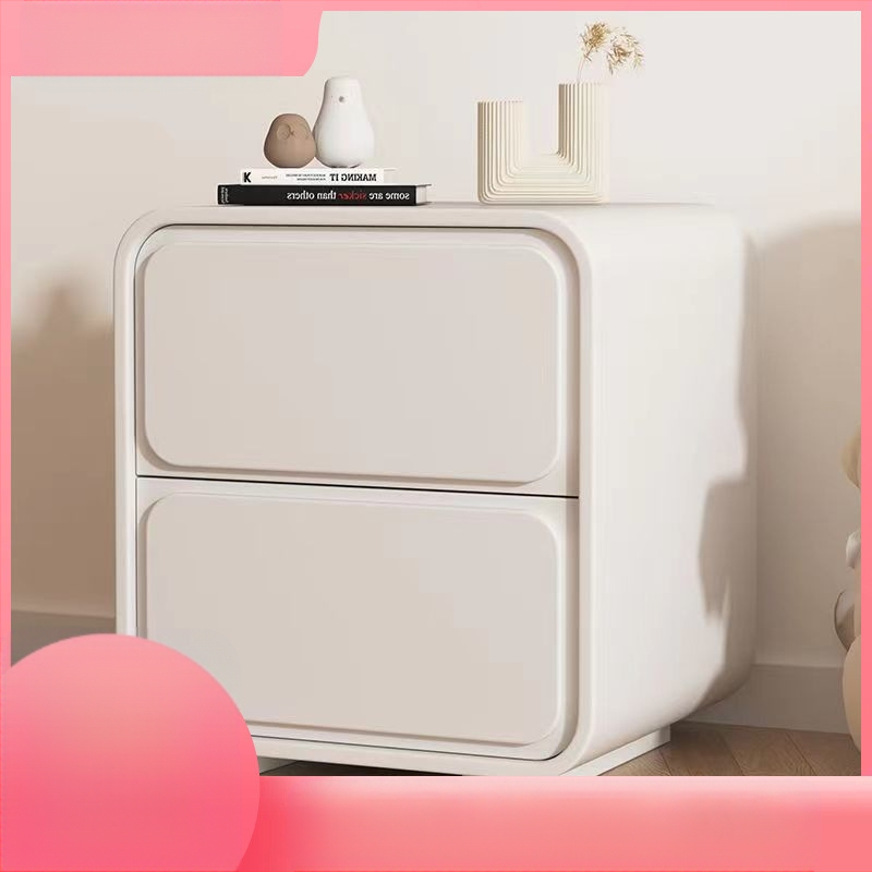 Kerge luksuslik täispuidust öökapp Lihtne moodne väike loominguline kodu magamistoa öökapp Valge kreemjas stiilis hoiukapp