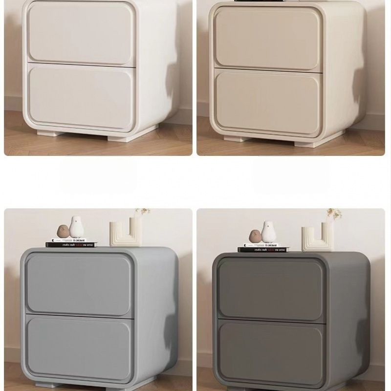 Kerge luksuslik täispuidust öökapp Lihtne moodne väike loominguline kodu magamistoa öökapp Valge kreemjas stiilis hoiukapp