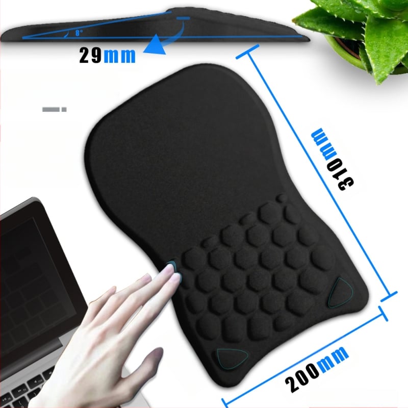 Ainult sekunditega 220G plahvatused puhas must pikendatud randmetugi randme hiirematt ergonoomiline randme kaldemassaaž