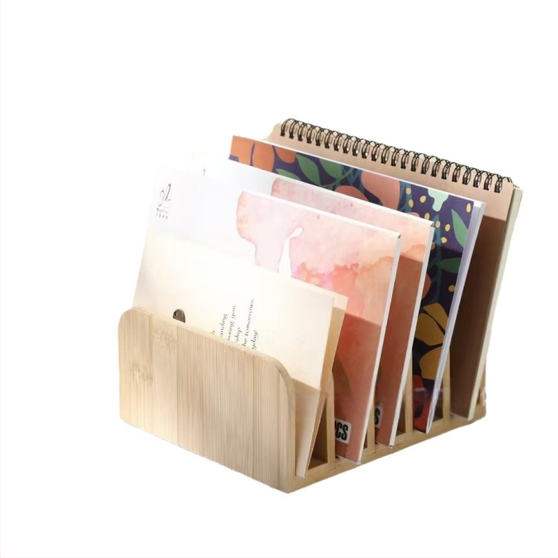 Irodai bambusz hordozható irattartó állvány tömörfa e-mail rendszerező állvány asztali fa könyvtároló állvány