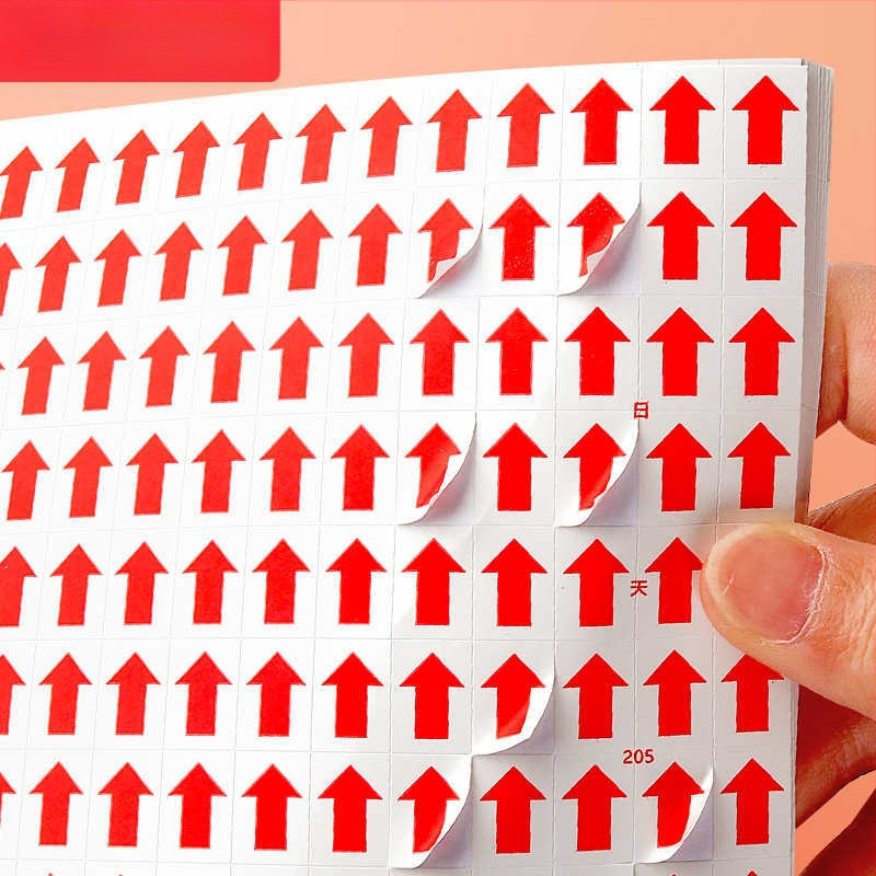 Mazas bultiņas marķēšanas uzlīmes bojātiem produktiem, pārstrādes un remonta uzlīmes, sarkanas virziena indikatora uzlīmes, pašlīmējošas uzlīmes