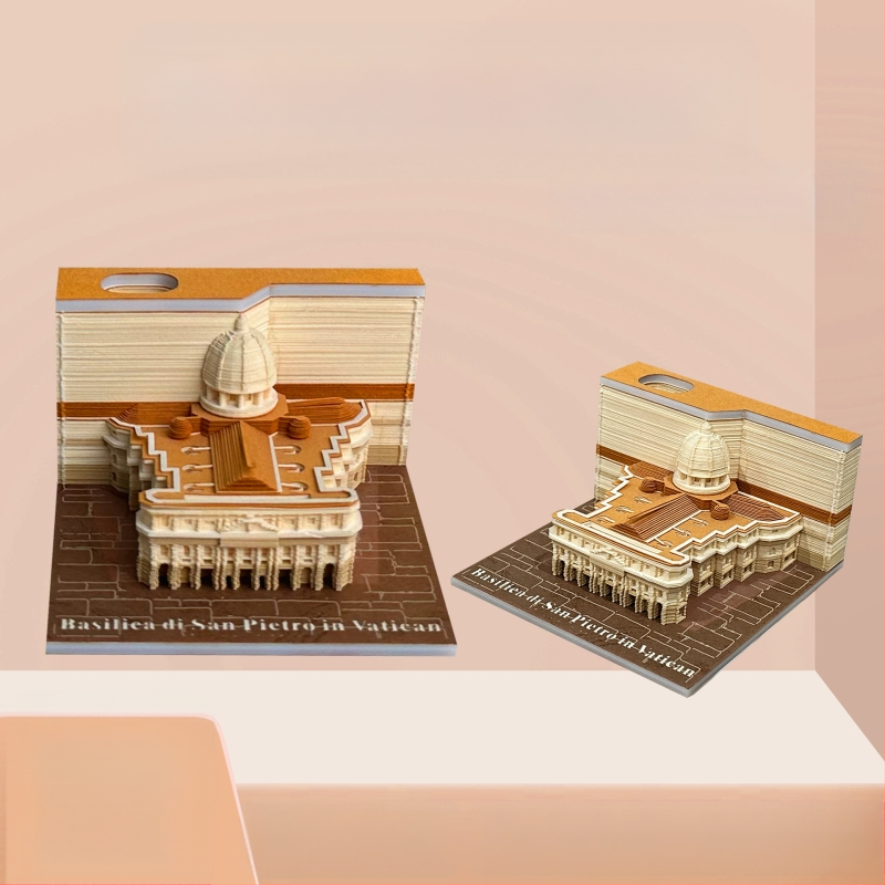 Püha Peetri katedraali 3D-stereomärkmepaberist nikerdatud lossi käsitsi rebitav märkmepaberi ärikingituse kaunistuse mudelmärkmepaberiga