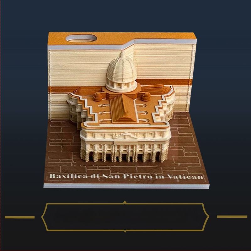 Püha Peetri katedraali 3D-stereomärkmepaberist nikerdatud lossi käsitsi rebitav märkmepaberi ärikingituse kaunistuse mudelmärkmepaberiga