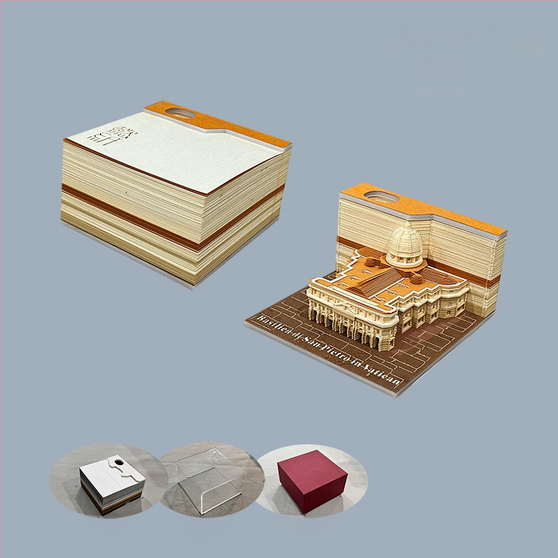 Püha Peetri katedraali 3D-stereomärkmepaberist nikerdatud lossi käsitsi rebitav märkmepaberi ärikingituse kaunistuse mudelmärkmepaberiga
