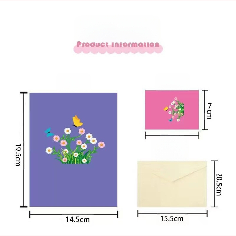 Õpetajate päeva 3D stereo õnnitluskaart, hulgimüük, loomingulised lilled, liblikas, paberi lõikamine, tänupühade õnnistus, volditud paberist nikerduskaart, hulgimüük