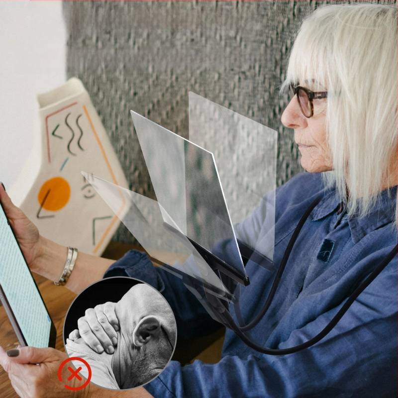 Specialus didinamasis stiklas be rankų vyresnio amžiaus žmonėms skaityti knygas ir laikraščius, skaidrus ir nedeformuotas, lengvas, didelės raiškos, ant kaklo kabantis didinamasis stiklas