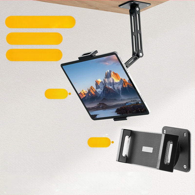 Стенна скоба за мобилен телефон, таблет и таблет с двойно предназначение, алуминиева сплав, стенен монтаж, сгъваема въртяща се конзолна скоба