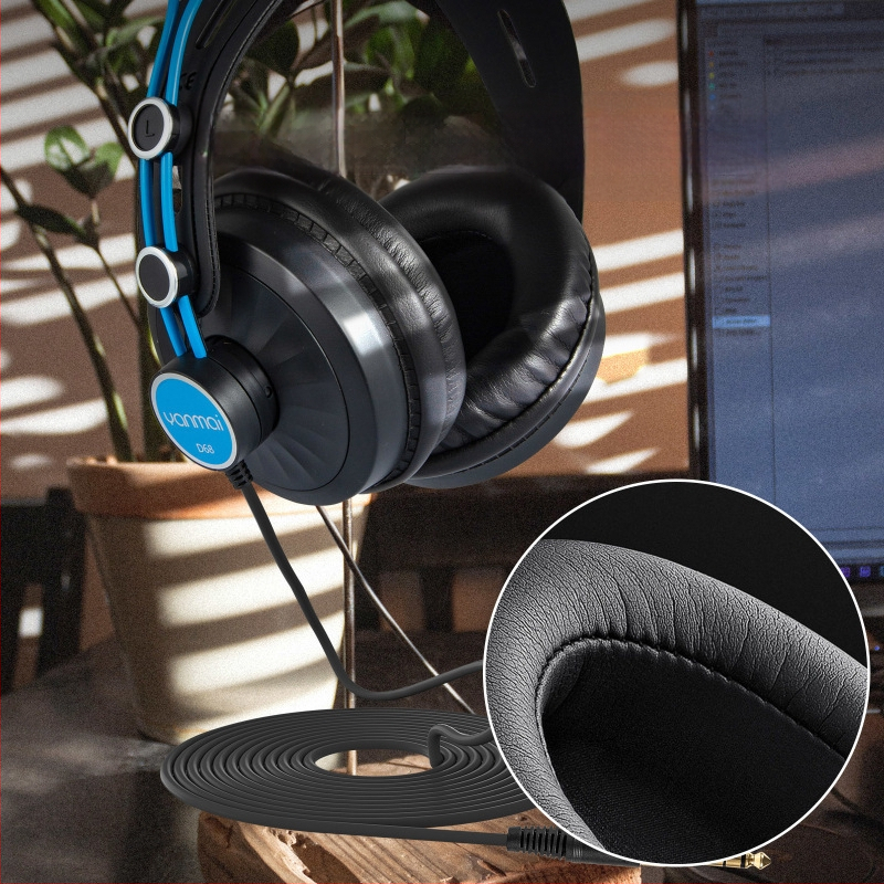 Határokon átnyúló fejhallgató professzionális felvevő nagy táska fülhallgató vezetékes fejhallgató 50 mm-es driver nélküli monitor számítógépes játék e-sport mikrofon