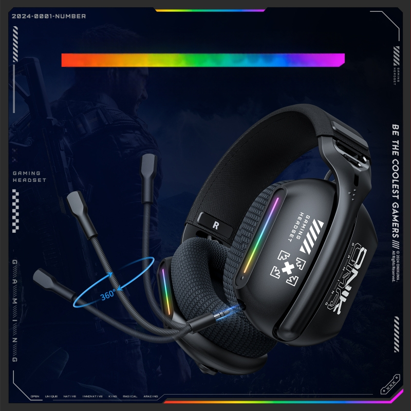 Onikuma X12 számítógépes fejhallgató, fejre helyezhető vezeték nélküli Bluetooth vezetékes játékfigyelő és pozicionáló e-sport fejhallgató