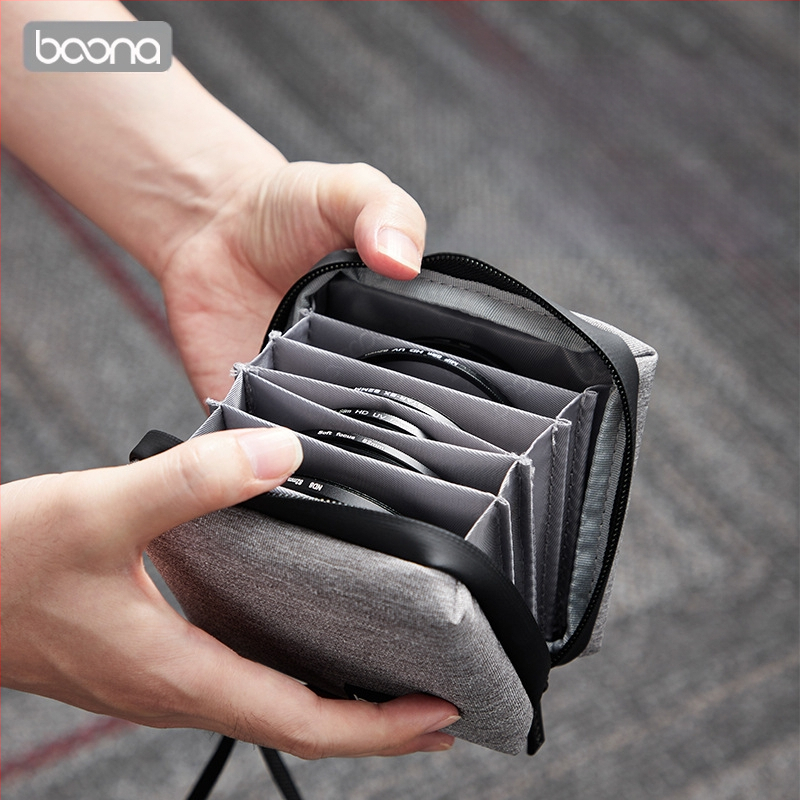 Objektiivifiltri kott, fototarvikud, kaamerafiltri kott, 7-osaline kihiline kõva kestaga ümmargune objektiivi käekott