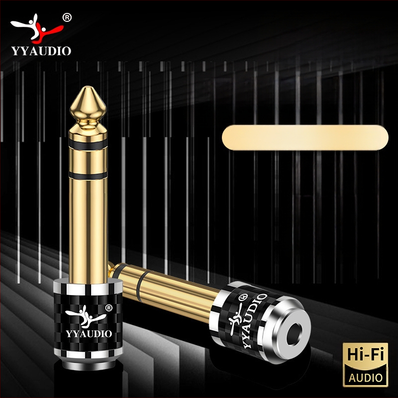 YYAUDIO anglies pluošto paauksuotas 6,35 mm revoliucinis 3,5 mm kištukas-adapteris, didelis trijų branduolių į mažas trijų branduolių adapteris