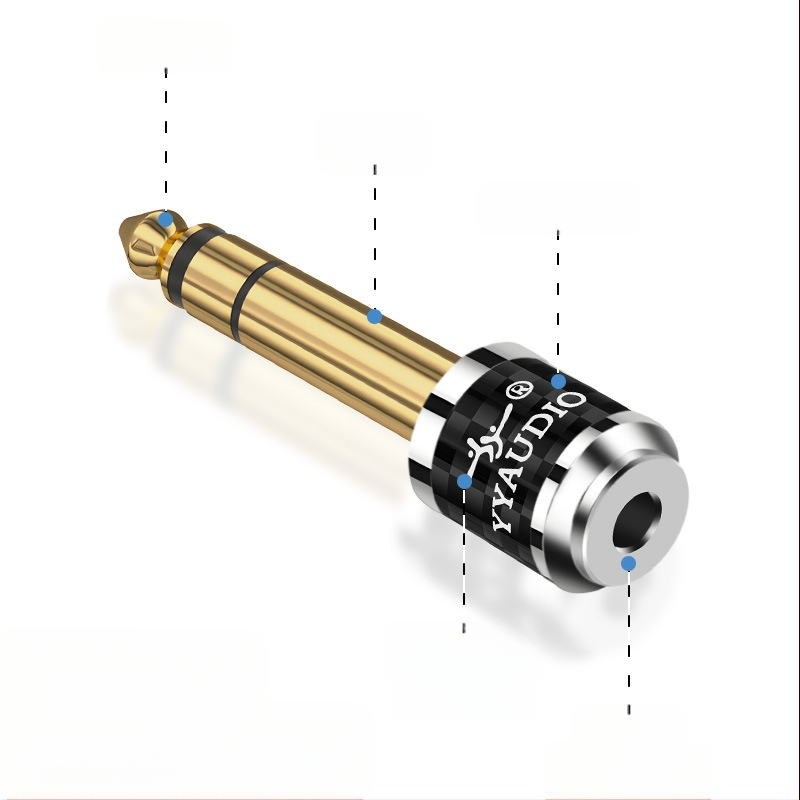 YYAUDIO anglies pluošto paauksuotas 6,35 mm revoliucinis 3,5 mm kištukas-adapteris, didelis trijų branduolių į mažas trijų branduolių adapteris