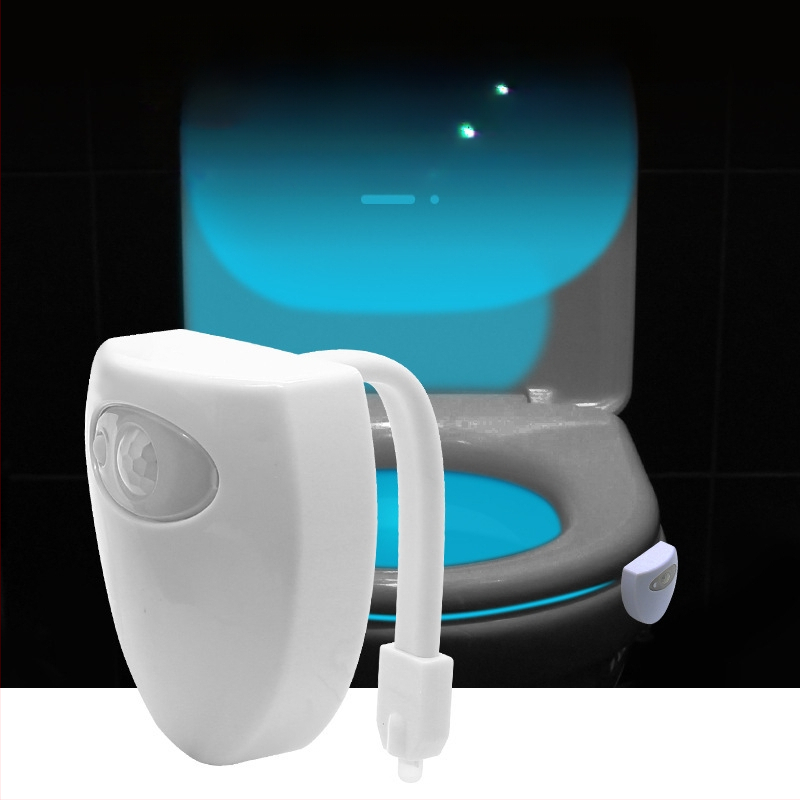 Piiriülene kuummüük uue tualettvalguse anduriga öövalguse anduriga öötualettvalgusti 8 värvi LED-vannitoa anduriga valgus