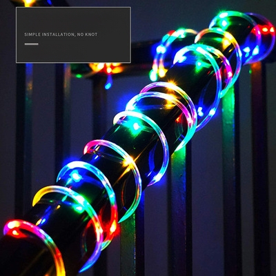 Saulės vamzdinių šviesų styga LED spalvinga šviesa Vandeniui atspari spalvinga odinė styginė šviesa Kiemo atmosferos šviesa Dekoratyvinė lauko styginė šviesa