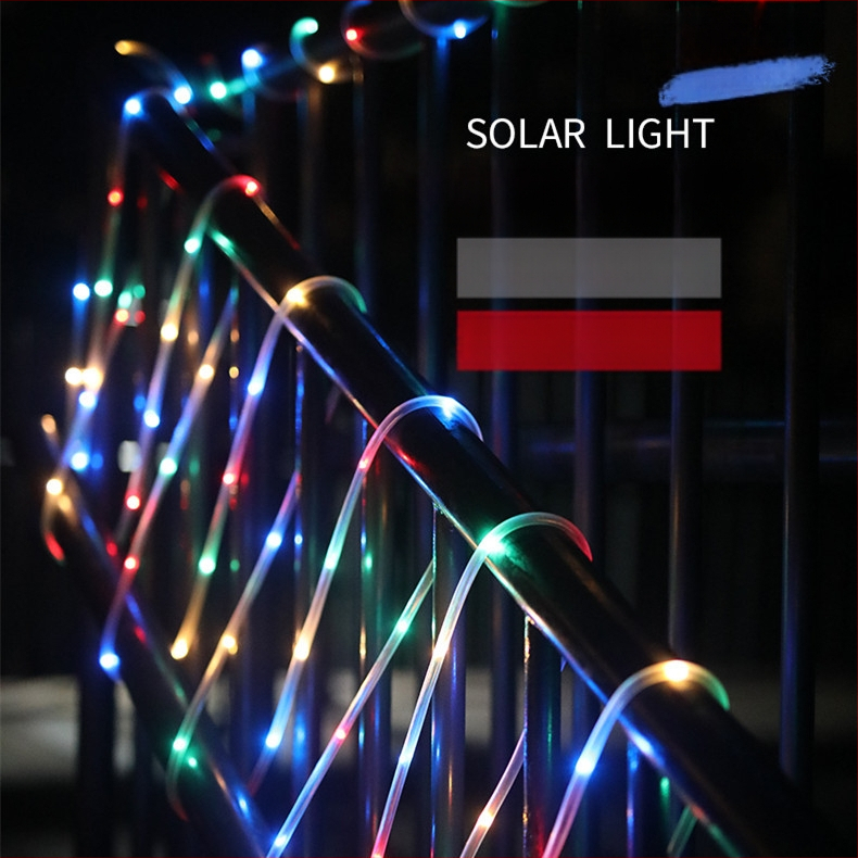 Saulės vamzdinių šviesų styga LED spalvinga šviesa Vandeniui atspari spalvinga odinė styginė šviesa Kiemo atmosferos šviesa Dekoratyvinė lauko styginė šviesa