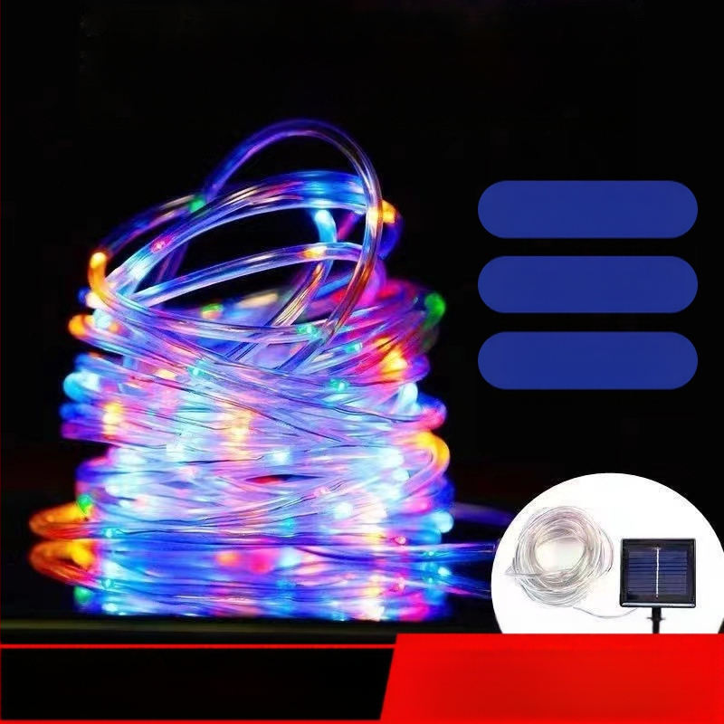 Saulės vamzdinių šviesų styga LED spalvinga šviesa Vandeniui atspari spalvinga odinė styginė šviesa Kiemo atmosferos šviesa Dekoratyvinė lauko styginė šviesa