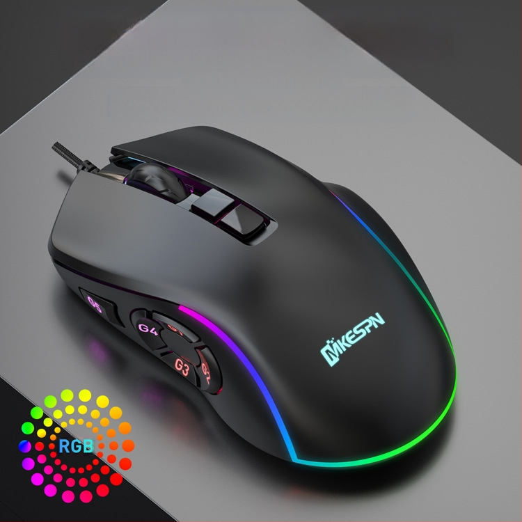 12800DPI pilna ātruma 10 taustiņu RGB makro izšķirtspējas vadu spēļu pele Datoru aksesuāru avots rūpnīcas noieta veikals