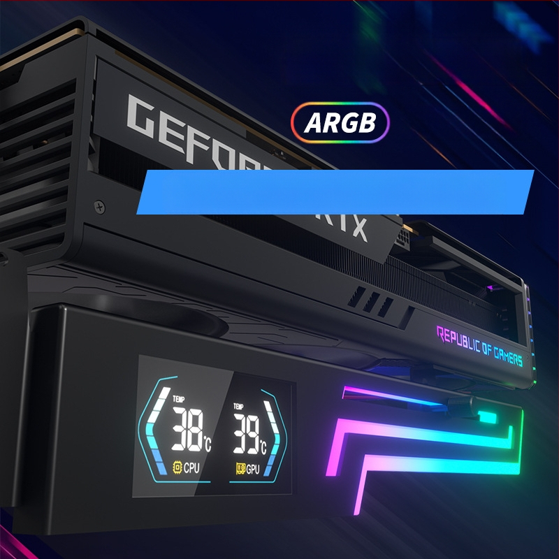 Graafikakaardi horisontaalne kinnitusklamber Argb Divine Light Synchronization Intelligent Temperature Display Desktop 4090 graafikakaardi kronsteini fikseeritud tugivarras