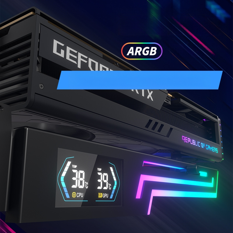 Graafikakaardi horisontaalne kinnitusklamber Argb Divine Light Synchronization Intelligent Temperature Display Desktop 4090 graafikakaardi kronsteini fikseeritud tugivarras