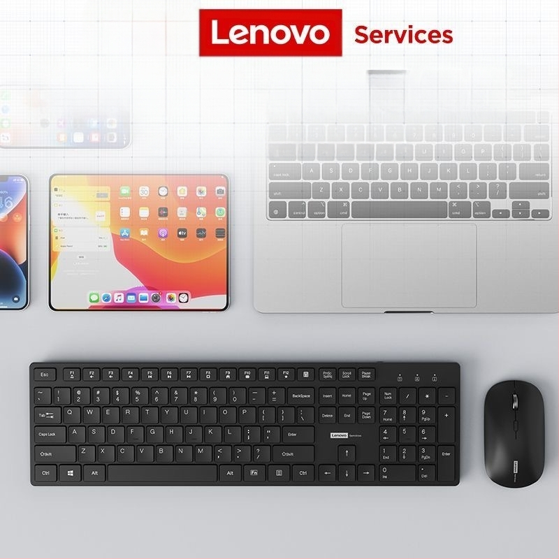 Lenovo Kn220 juhtmevaba klaviatuuri ja hiire komplekt, õhuke šokolaadivärvi klahvistikuga sülearvuti lauaarvuti 2,4 g