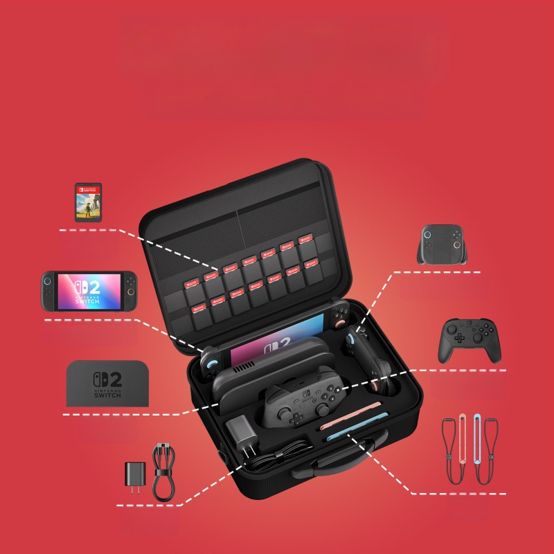 Sobib Switch2 kosmeetikakotile, multifunktsionaalsele mängukontrolleri kaitsekotile, Nintendo mängukonsooli kõva kestaga õlakottile