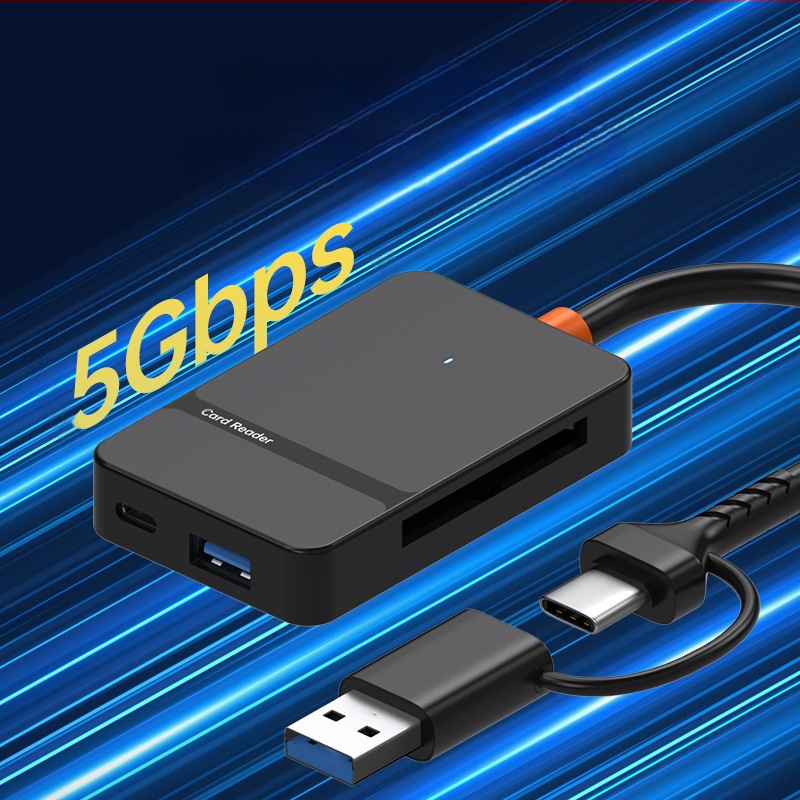 Uus USB3.0/TYPE-C kaks-ühes SD/TF/CF/MS neljakaardilugeja – multifunktsionaalne kiire kaardilugeja