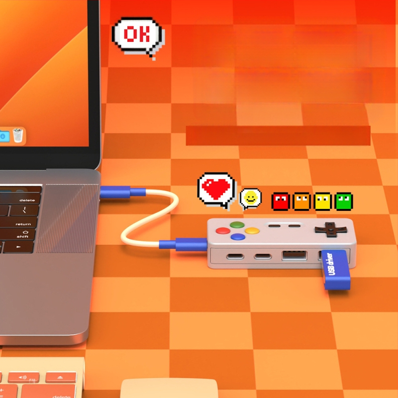 Креативен и персонализиран хъб за анимационна игра с форма на четири в едно, многопортово разширение, мишка, клавиатура, U диск, конвертор