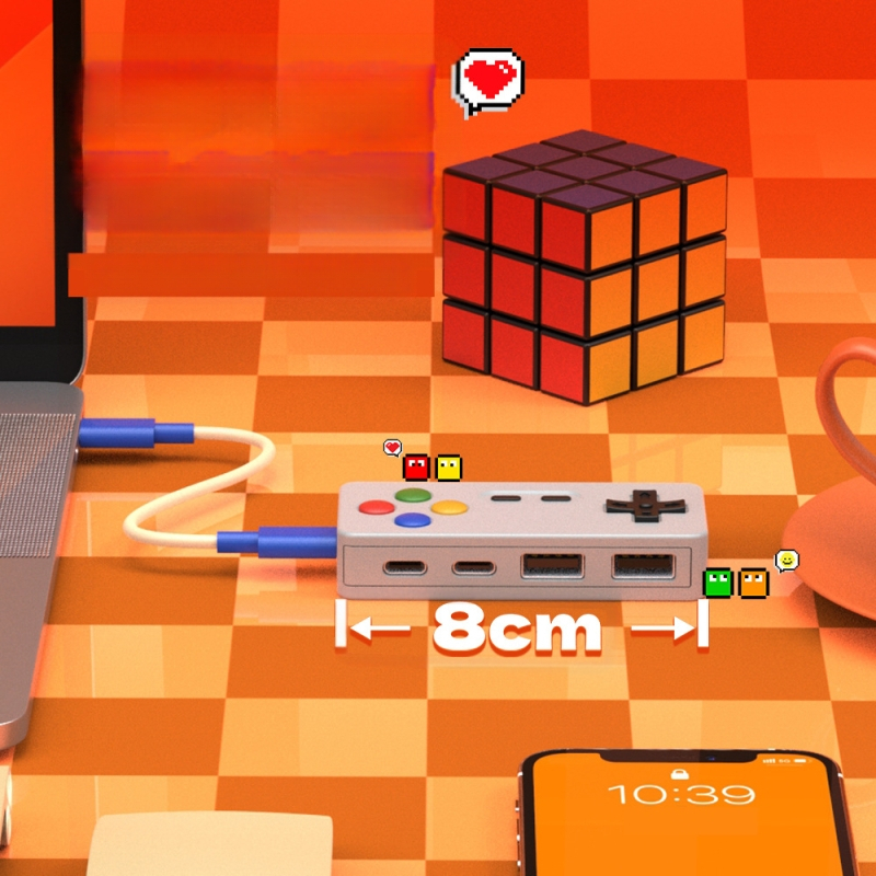 Креативен и персонализиран хъб за анимационна игра с форма на четири в едно, многопортово разширение, мишка, клавиатура, U диск, конвертор