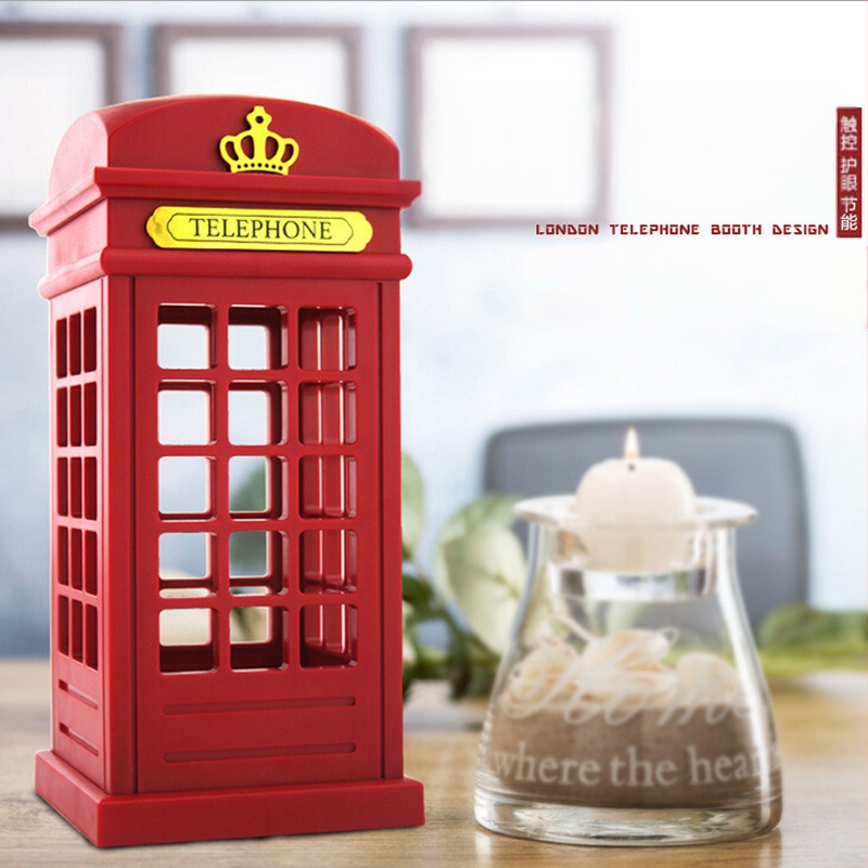 Retro telefonska govornica LED dodirna LED noćna lampa s podešavanjem svjetline, spavaća soba, noćna lampa za noćni stolić, punjiva