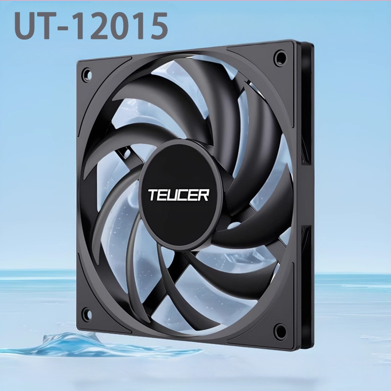 Teucer 12015 õhuke ventilaator lauaarvuti šassiiventilaator must 15 mm paksune temperatuuri reguleerimisega vaikne protsessori radiaator