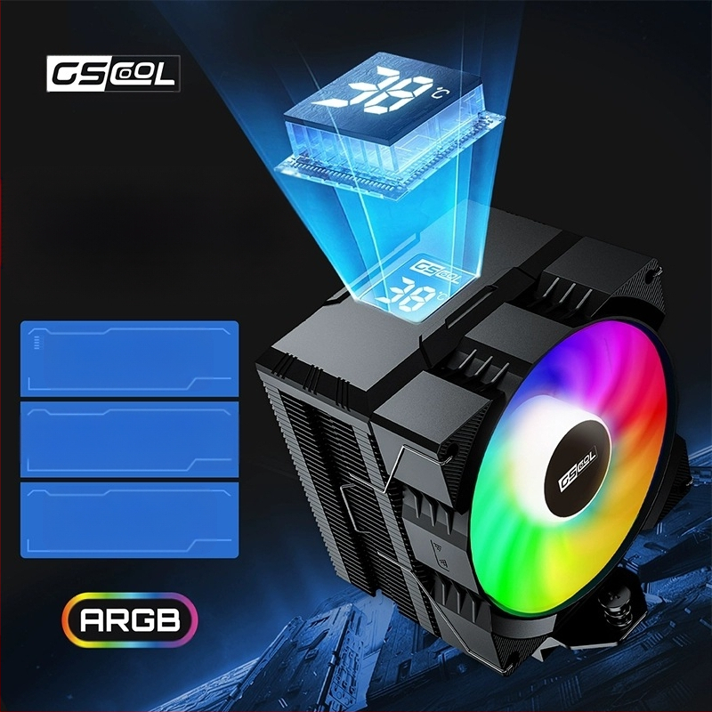 Piiriülene Argb temperatuuri reguleerimine vaikne ventilaator lauaarvuti hostprotsessori temperatuuri digitaalne ekraan õhkjahutusega radiaator