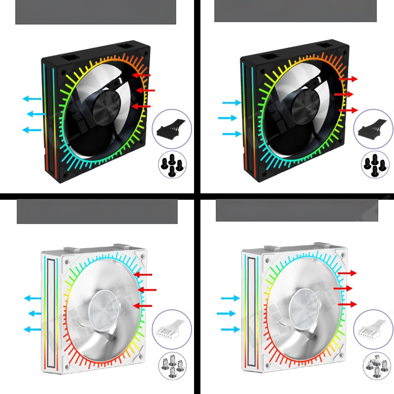 Uus päikesejumala traadita splaissingu prisma 4 jumalavalgusega sünkroonne ARGB šassii merevaatega ruumijahutusventilaator 12cm