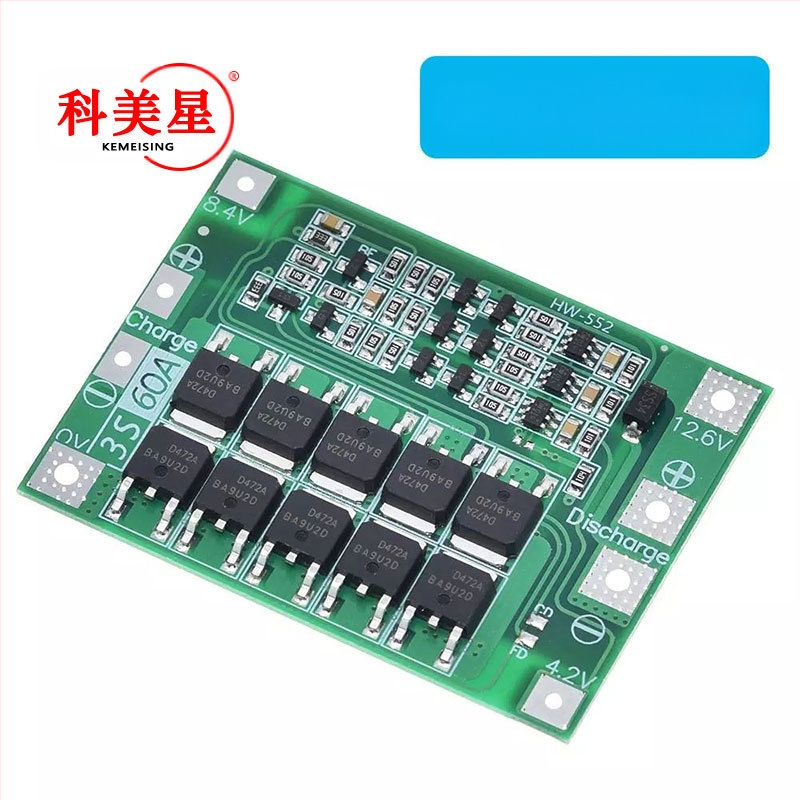 3 stringi 11,1 V 12,6 V 18650 liitiumaku kaitseplaati ekvalaiserriba täiustatud 60 A voolujaotusega pordiga