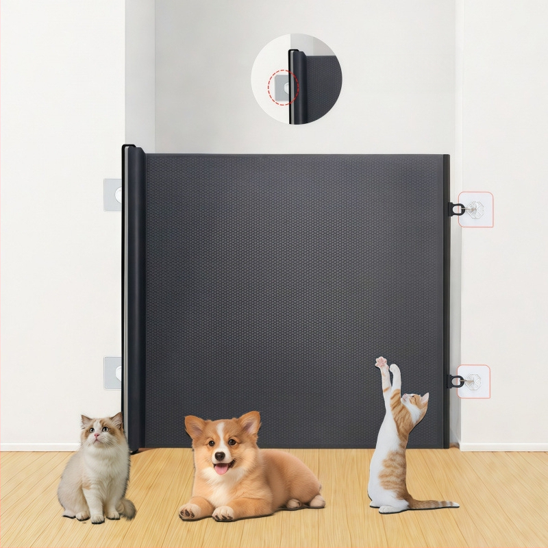 Teleskopisks mājdzīvnieku žogs pret kaķu izskriešanu no vārtiem, starpsienu žogs, durvis, kaķu durvis, piekļuves durvis, kaķu barjera