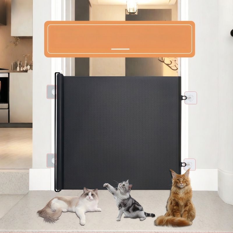 Teleskopisks mājdzīvnieku žogs pret kaķu izskriešanu no vārtiem, starpsienu žogs, durvis, kaķu durvis, piekļuves durvis, kaķu barjera