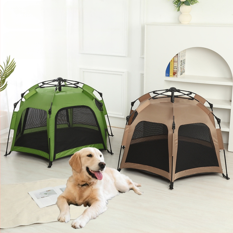 Teljesen automatikus hatszögletű kisállat sátor, nyári szúnyogvédelmi lélegző kültéri kemping sátor, egy kattintással zsugorodik, automatikus telepítés nélkül