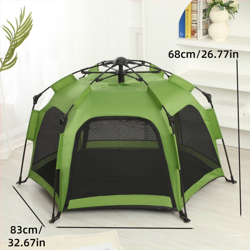 Teljesen automatikus hatszögletű kisállat sátor, nyári szúnyogvédelmi lélegző kültéri kemping sátor, egy kattintással zsugorodik, automatikus telepítés nélkül