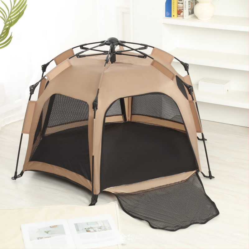 Teljesen automatikus hatszögletű kisállat sátor, nyári szúnyogvédelmi lélegző kültéri kemping sátor, egy kattintással zsugorodik, automatikus telepítés nélkül