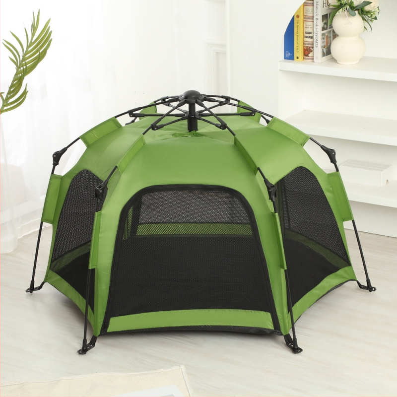 Teljesen automatikus hatszögletű kisállat sátor, nyári szúnyogvédelmi lélegző kültéri kemping sátor, egy kattintással zsugorodik, automatikus telepítés nélkül