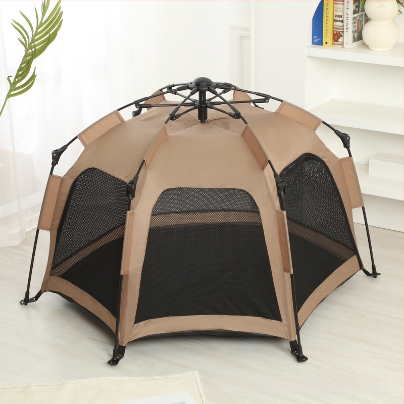 Teljesen automatikus hatszögletű kisállat sátor, nyári szúnyogvédelmi lélegző kültéri kemping sátor, egy kattintással zsugorodik, automatikus telepítés nélkül