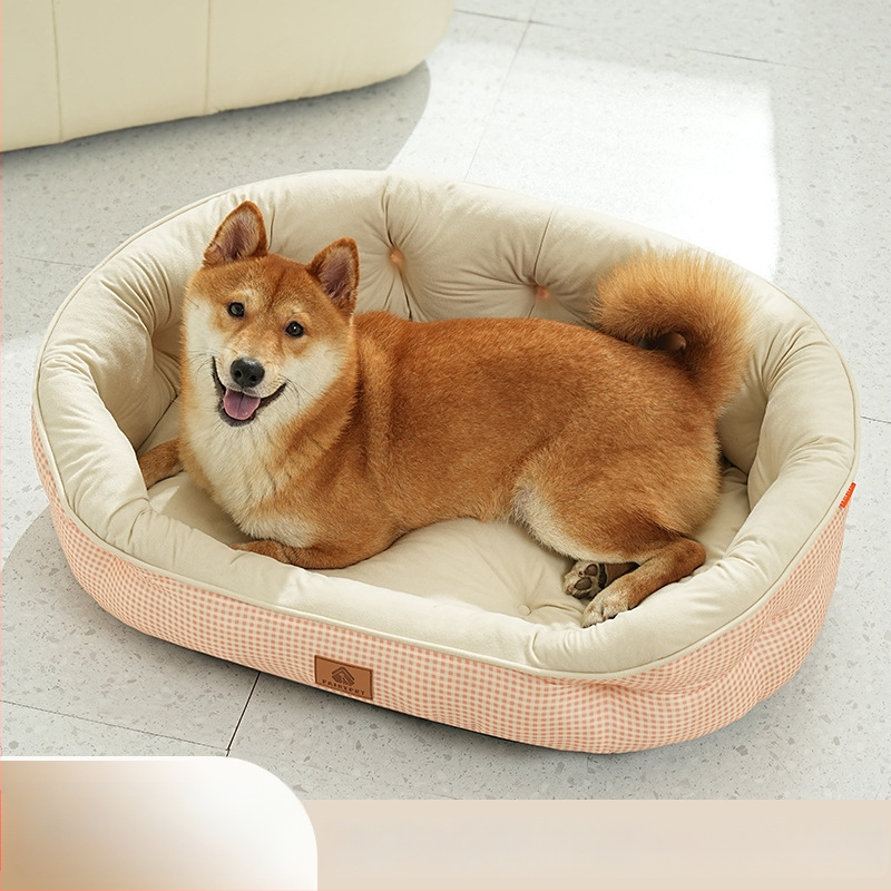 Kutyakennel Hordó Típusú Négy Évszakos Univerzális Kisállatkennel Kutya Alvószőnyeg Kockás Egyszerű Kisállatkennel Alvókennel
