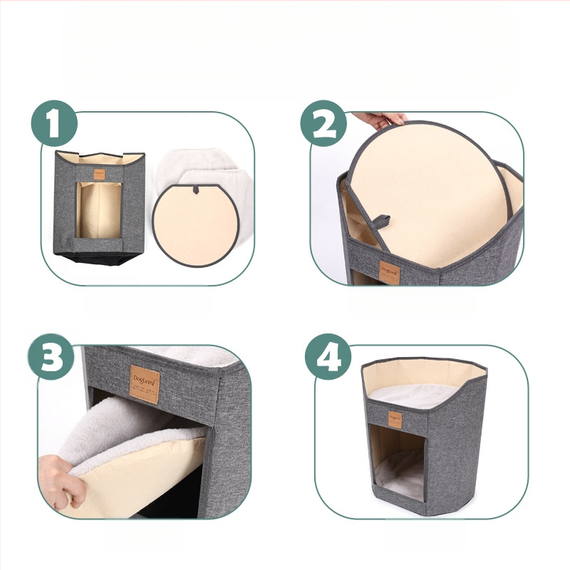 Kućni ljubimci, mačje gnijezdo, dvoslojno, sklopivo, višeslojno, ploča za mačje kandže, trodimenzionalno mačje gnijezdo za četiri godišnja doba, otporno na mrlje i izdržljivo mačje gnijezdo