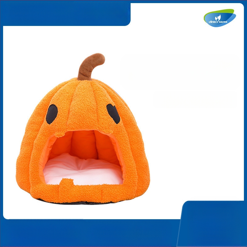 Gnijezdo za mačke iz bundeve preko granice, jesen i zima, topla kućica za mačke, zatvoreno gnijezdo za mačke i pse, kućni ljubimac, kućni ljubimac za Noć vještica