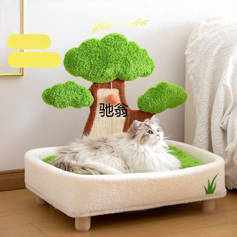 Gamykliniai vasaros kačiukai niekina pušies integruotą keturių sezonų universalų ss katės lizdą, katės draskymo lentą, atsparią dilimui, katės lizdą, nuimamą ir plaunamą.