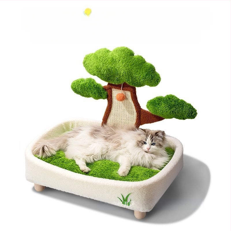 Gamykliniai vasaros kačiukai niekina pušies integruotą keturių sezonų universalų ss katės lizdą, katės draskymo lentą, atsparią dilimui, katės lizdą, nuimamą ir plaunamą.