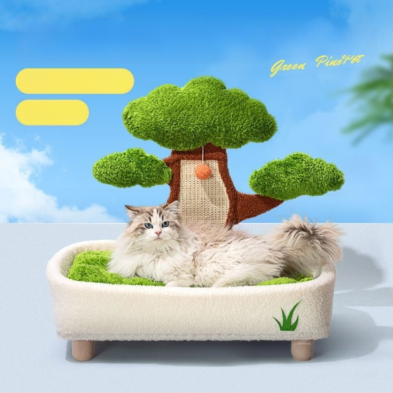 Gamykliniai vasaros kačiukai niekina pušies integruotą keturių sezonų universalų ss katės lizdą, katės draskymo lentą, atsparią dilimui, katės lizdą, nuimamą ir plaunamą.